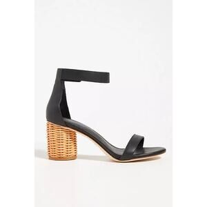 Jeffrey Campbell Black Open Toe Orla Woven Wicker Block Heeled Sandals Size 10